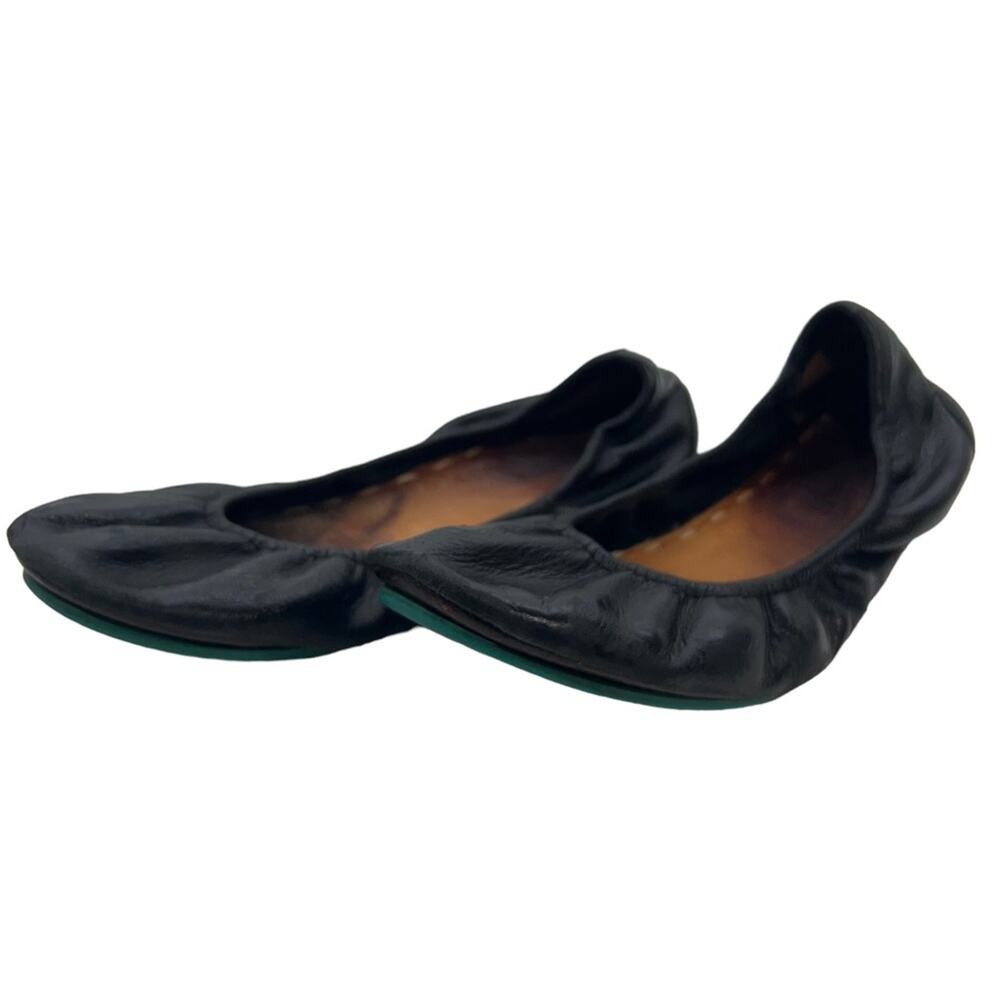 Tieks shoes womens size 7 solid black leather ballet flats